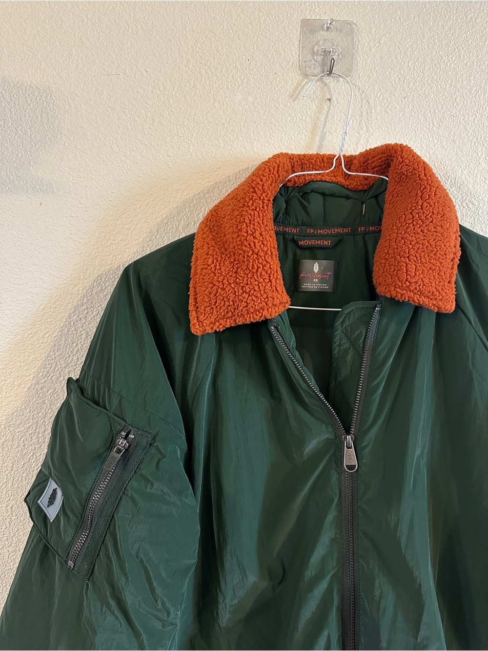 FP Movement Outpost Bomber Jacket - Lush Pine / Orange- Size XS